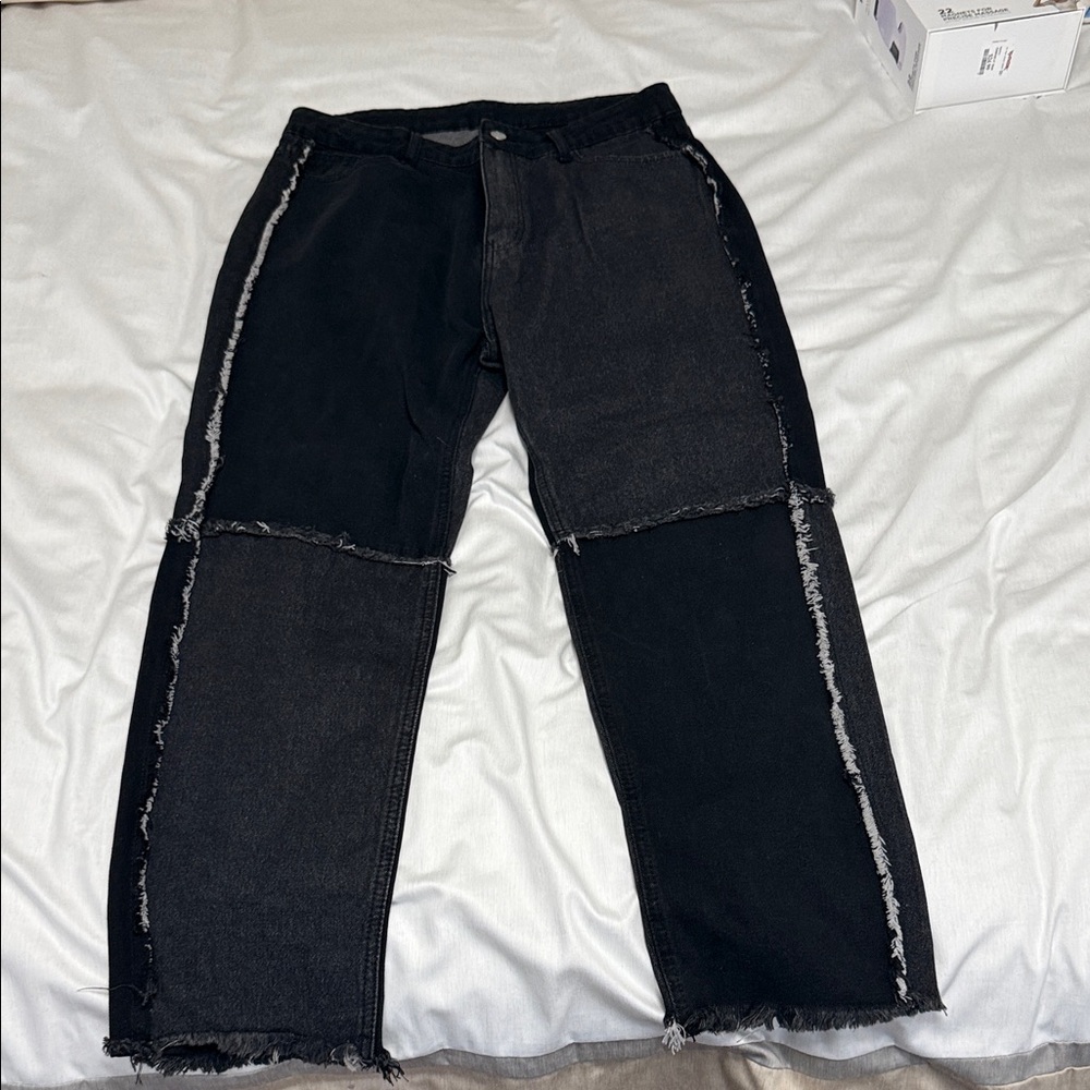 Womens Black and Gray Jeans